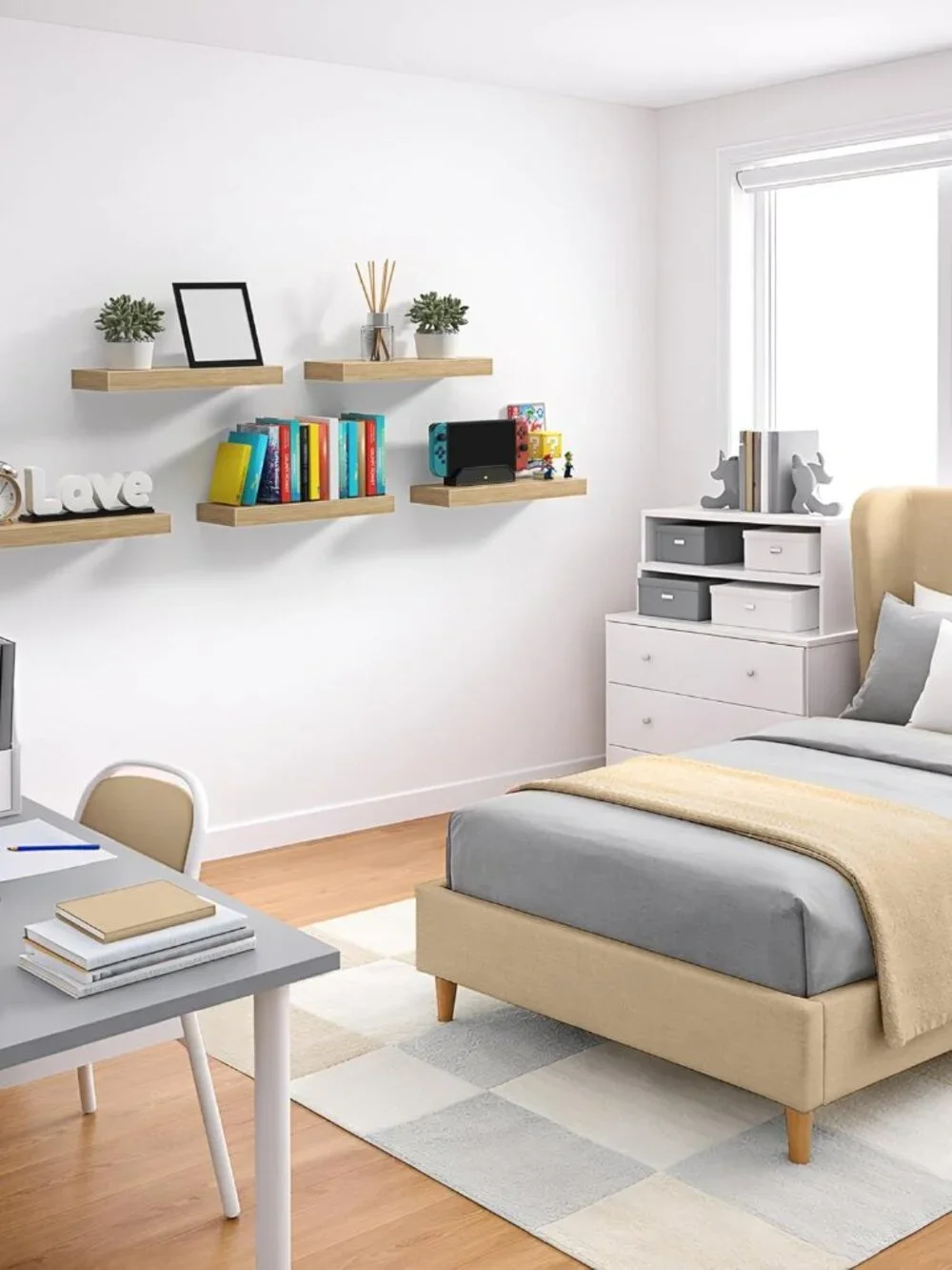 Lightweight 3 Pack of 16 Inch Floating Shelves - Perfect for Stylish Storage